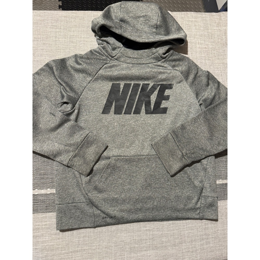 Nike‎ Dri Fit Gray Pullover Hoodie Kids M Athletic Sportswear